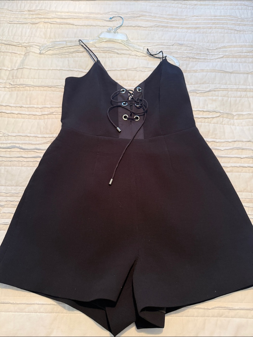 C/MEO Collective Black Lace-Up V-Neck Romper